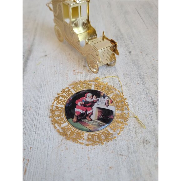 Coke golden tin foil car ornament Xmas vintage unique set - Picture 4 of 6